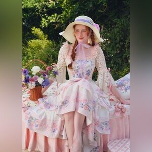 Floral Lace Dress with Pink and Purple Accents